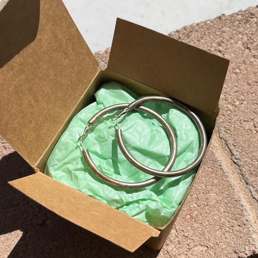 Hollow Silver Hoops